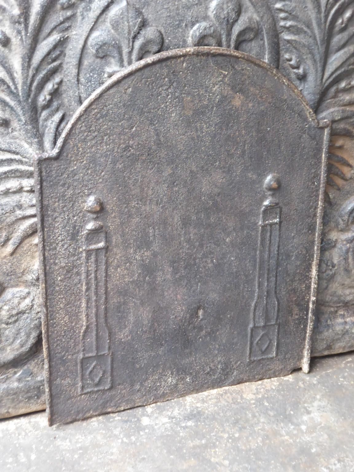 Antique French Neoclassical 'Pillars Of Freedom' Fireback / Backsplash, 19th C. photo for sale