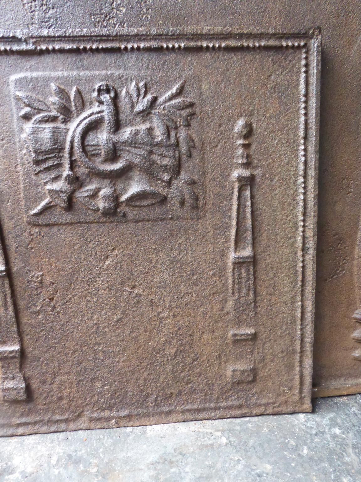 Antique French Neoclassical 'Pillars Of Freedom' Fireback / Backsplash, 19th C. photo 337.0