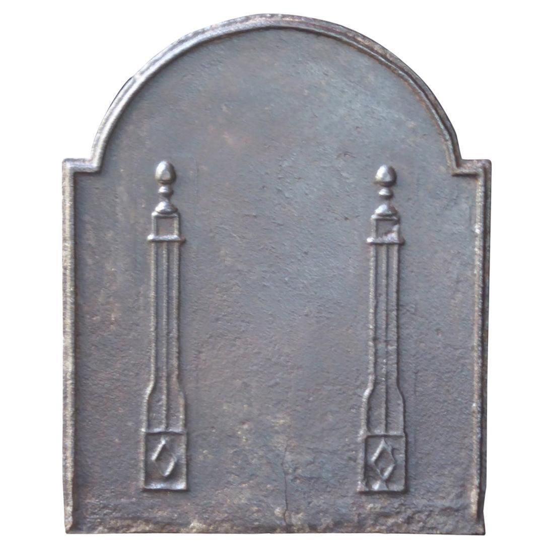Antique French Neoclassical 'Pillars Of Freedom' Fireback / Backsplash, 19th C.
