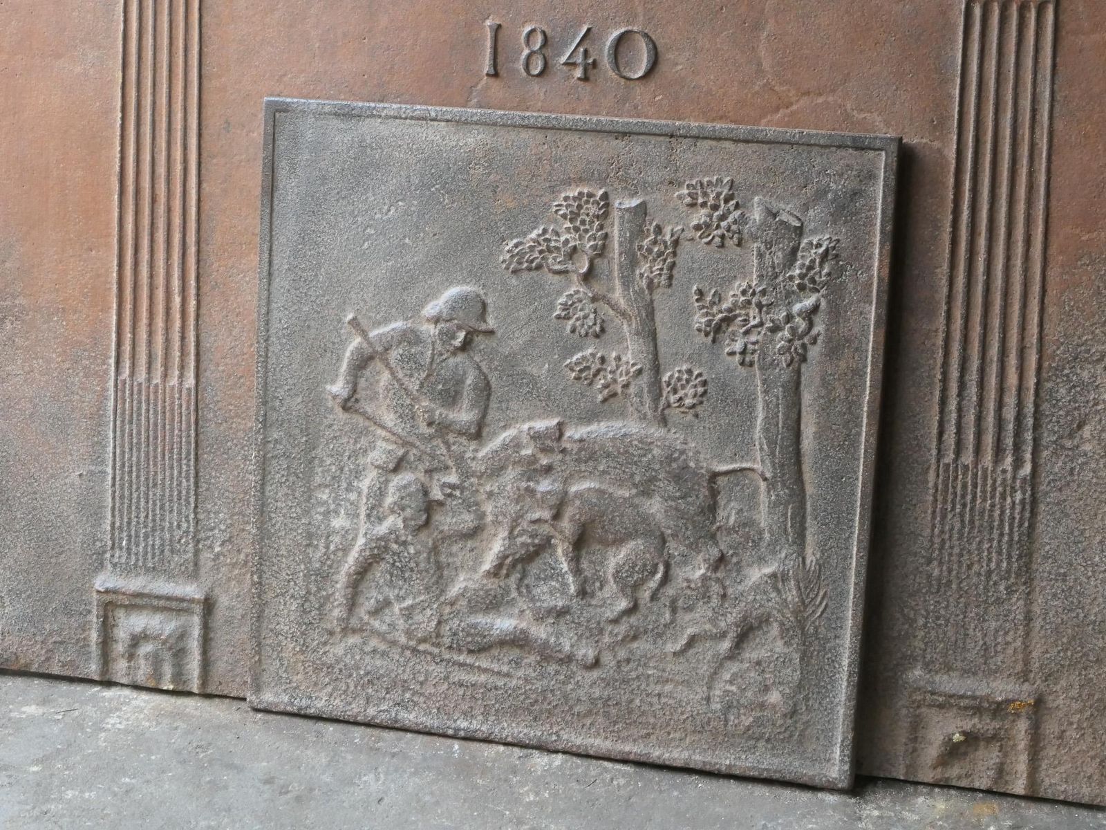 French Napoleon III 'The Hunt' Fireback / Backsplash, 19th Century photo 422.0