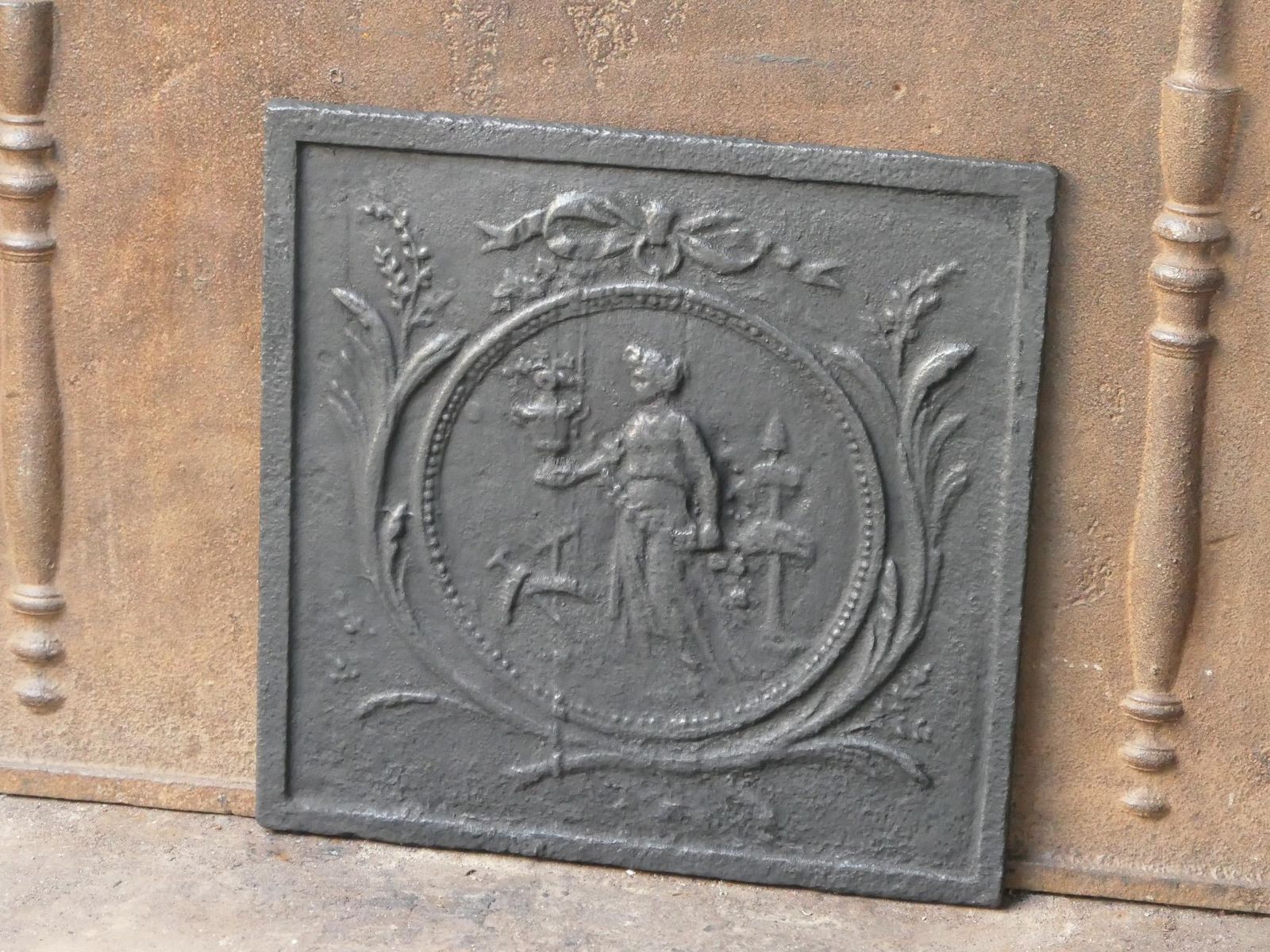 Antique French 'Gardening' Fireback / Backsplash, 18th   19th Century photo 405.0