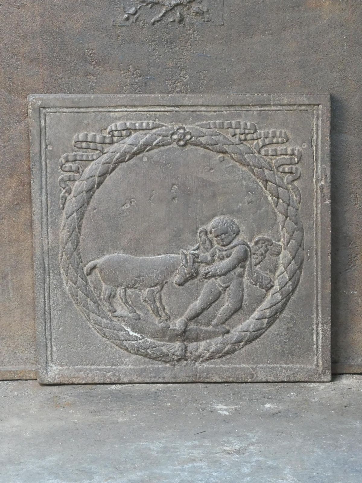 Antique French Napoleon III 'Cupid' Fireback / Backsplash, 19th Century photo furniture