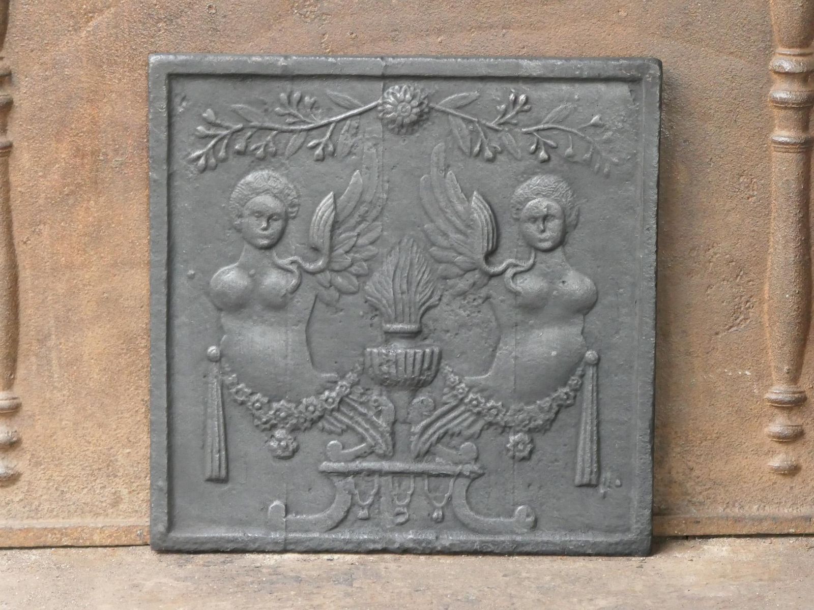 Antique French 'Allegory Of Love' Fireback / Backsplash, 18th 19th Century photo Home Fixtures