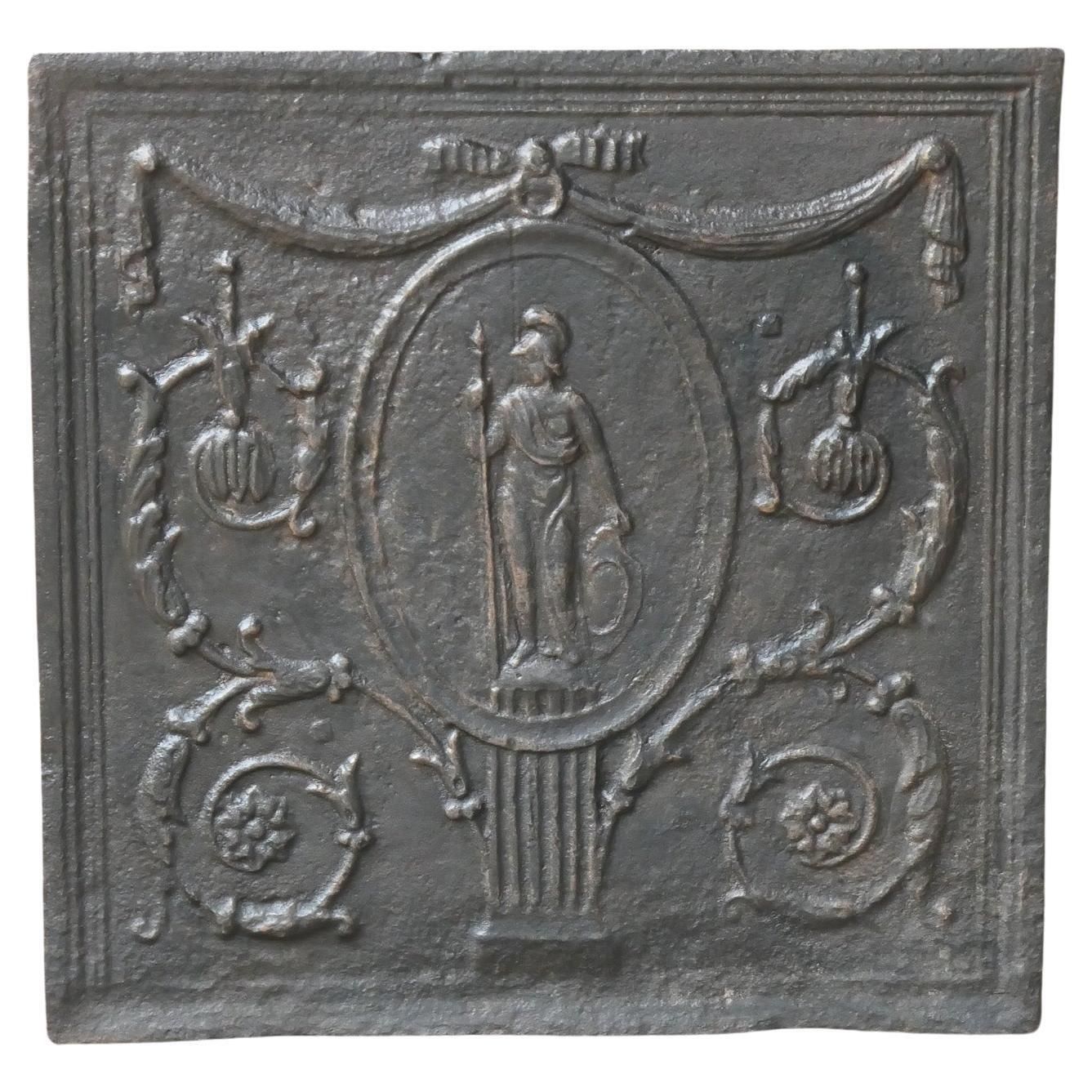Antique French Neoclassical 'Minerva' Fireback / Backsplash, 18th 19th Century