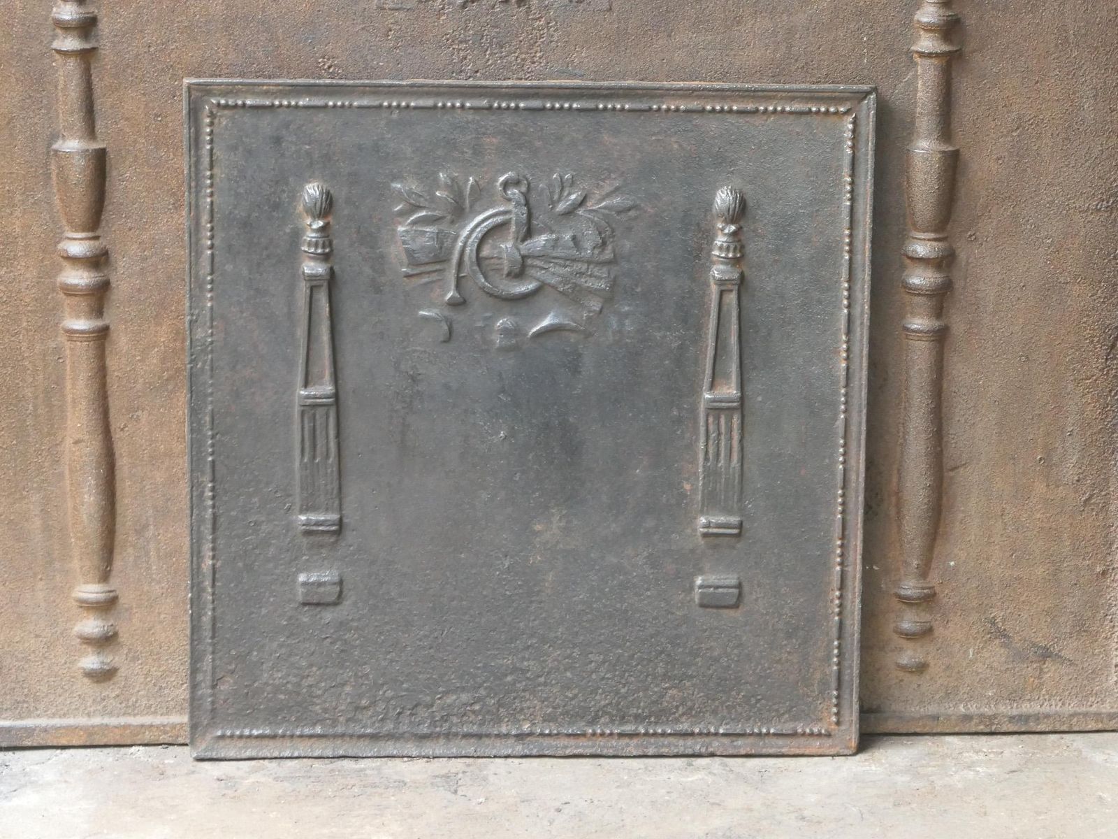 Antique French 'Pillars Of Freedom' Fireback / Backsplash, 18th   19th C. photo Home Fixtures