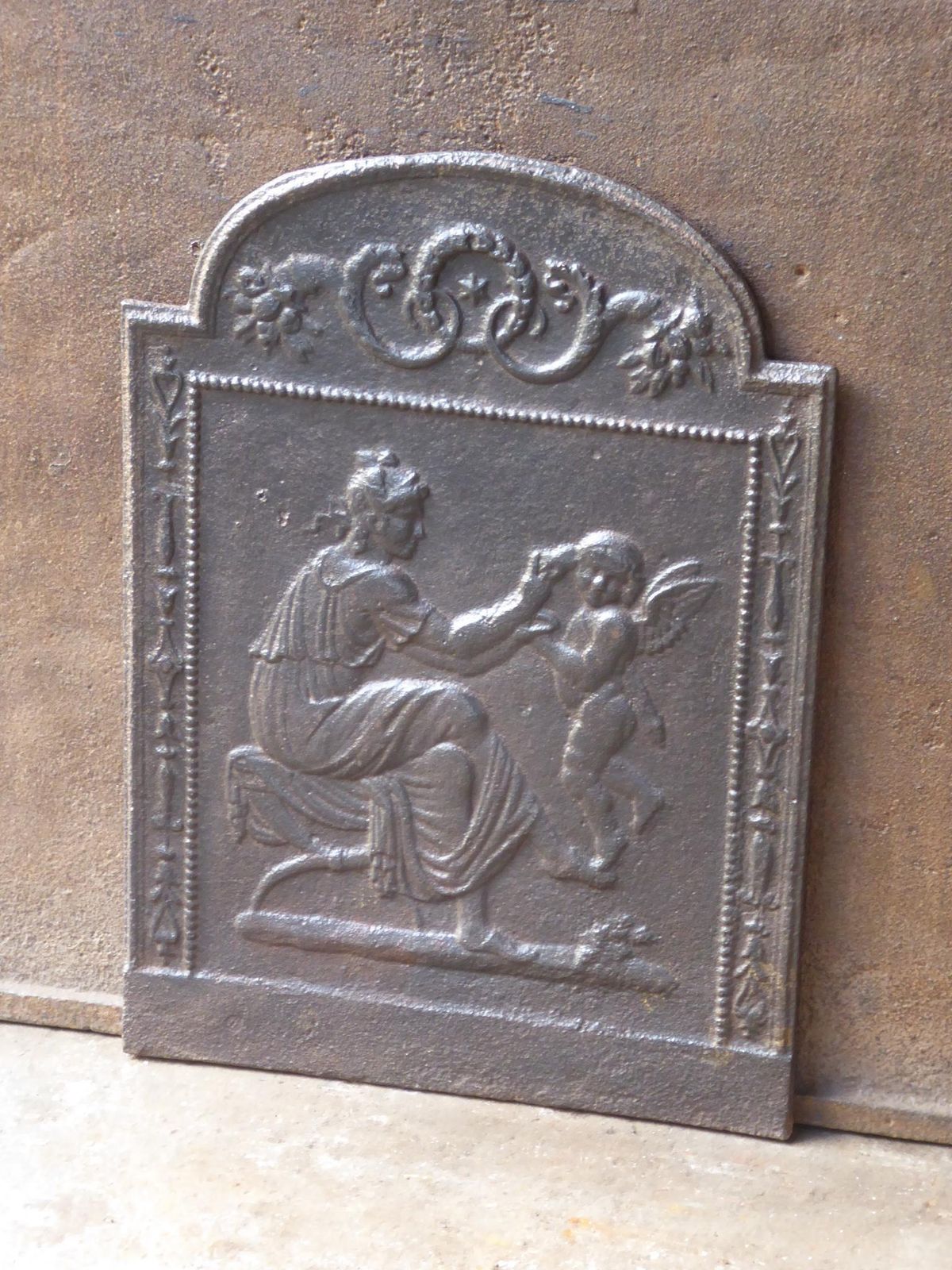 Antique French 'Woman With Cupid' Fireback / Backsplash, 18th 19th Century photo Home Fixtures