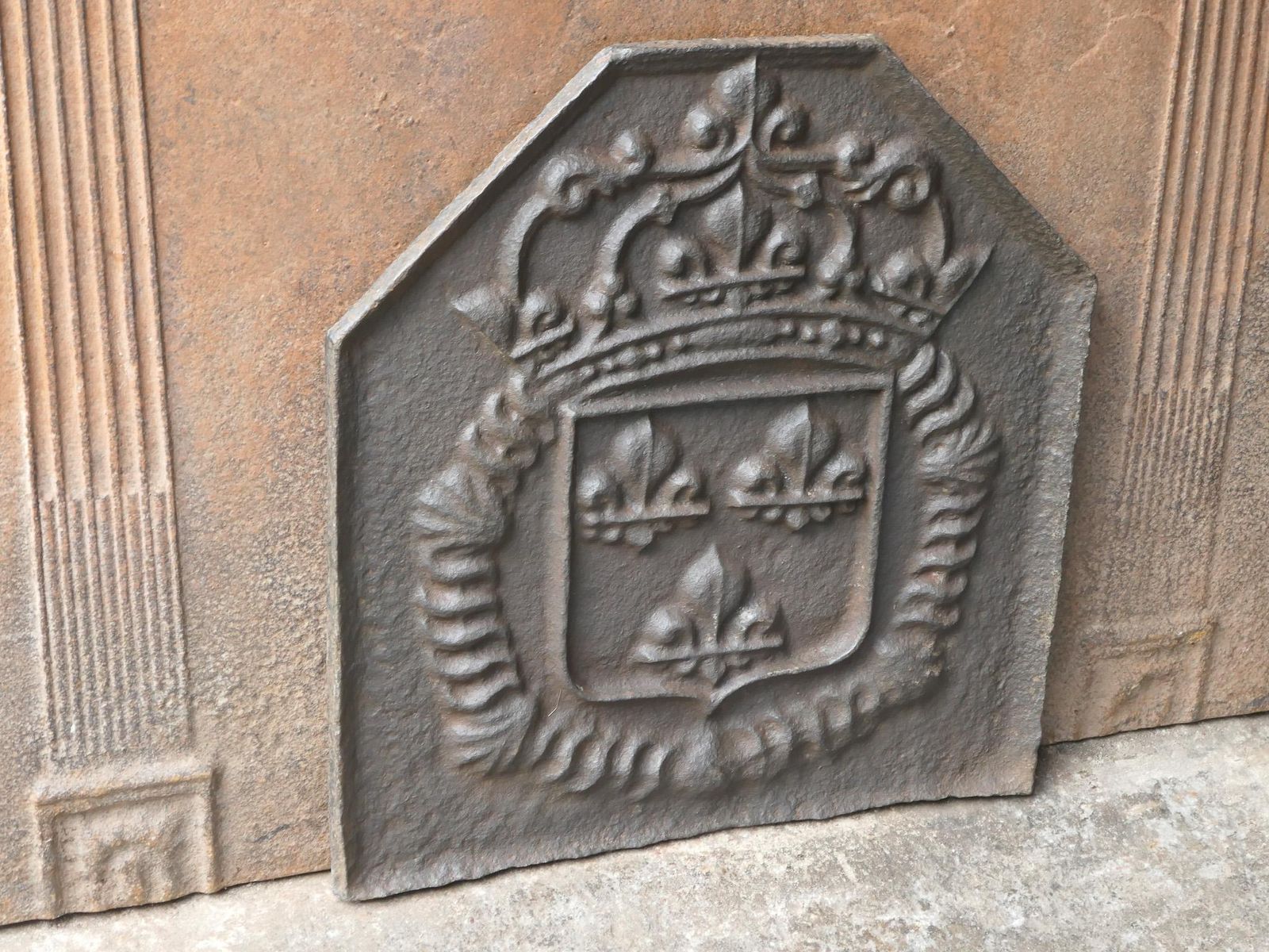 French Louis XIV Style 'Arms Of France' Fireback / Backsplash photo vintage