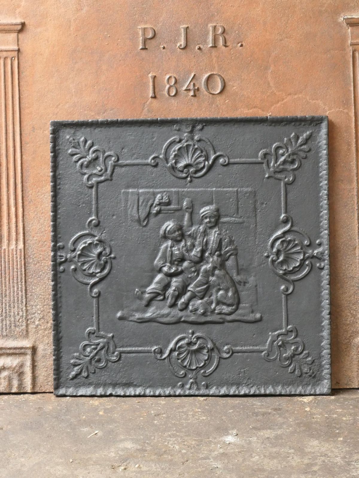 Antique French Napoleon III 'The Pub' Fireback / Backsplash, 19th Century photo furniture