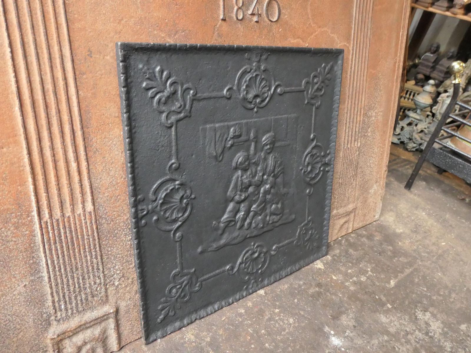 photo furniture Antique French Napoleon III 'The Pub' Fireback / Backsplash, 19th Century
