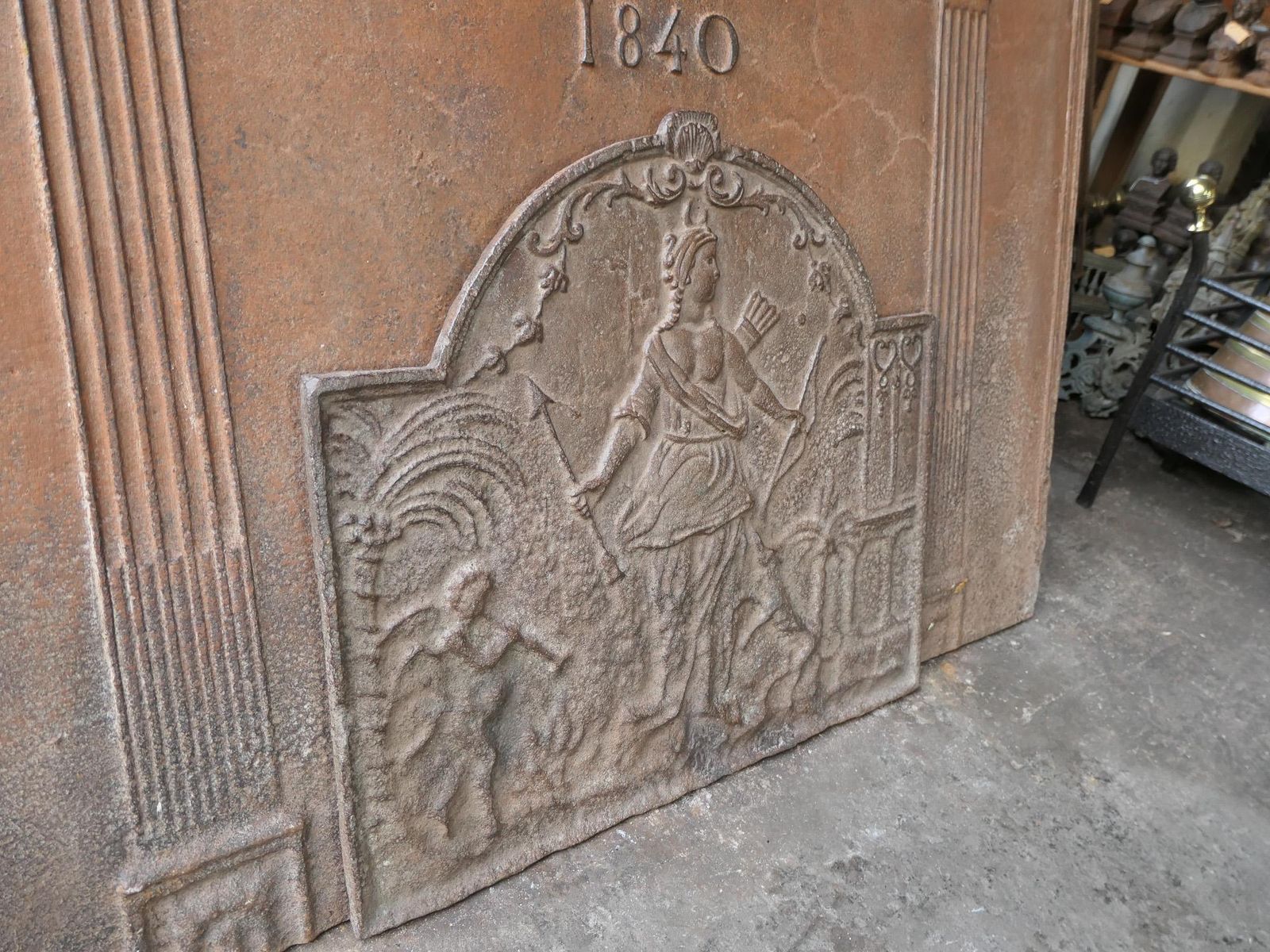 photo for sale Antique French Napoleon III 'Diana' Fireback / Backsplash, 19th Century