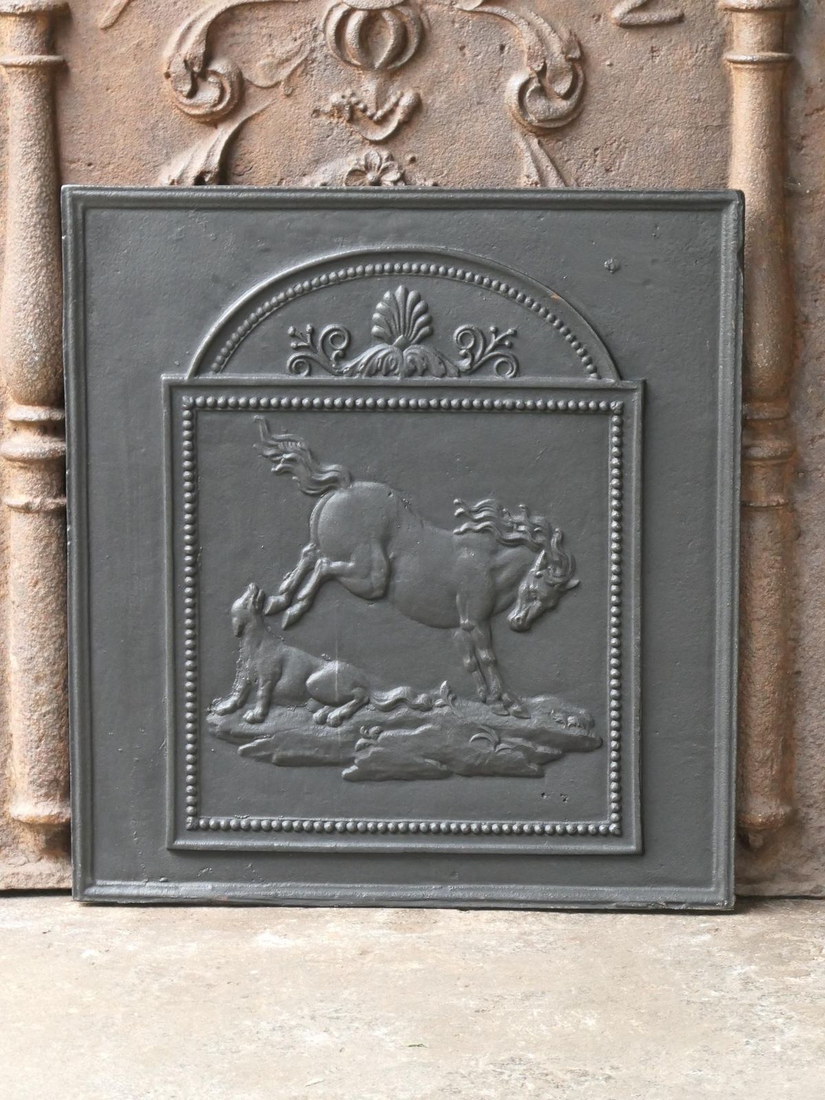 French Napoleon III 'Horse' Fireback / Backsplash, 19th Century photo furniture