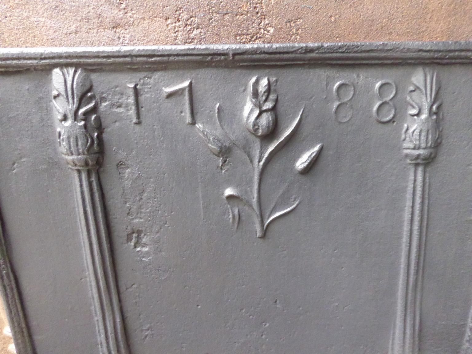 18th Century French 'Pillars With Decoration' Fireback / Backsplash photo for sale