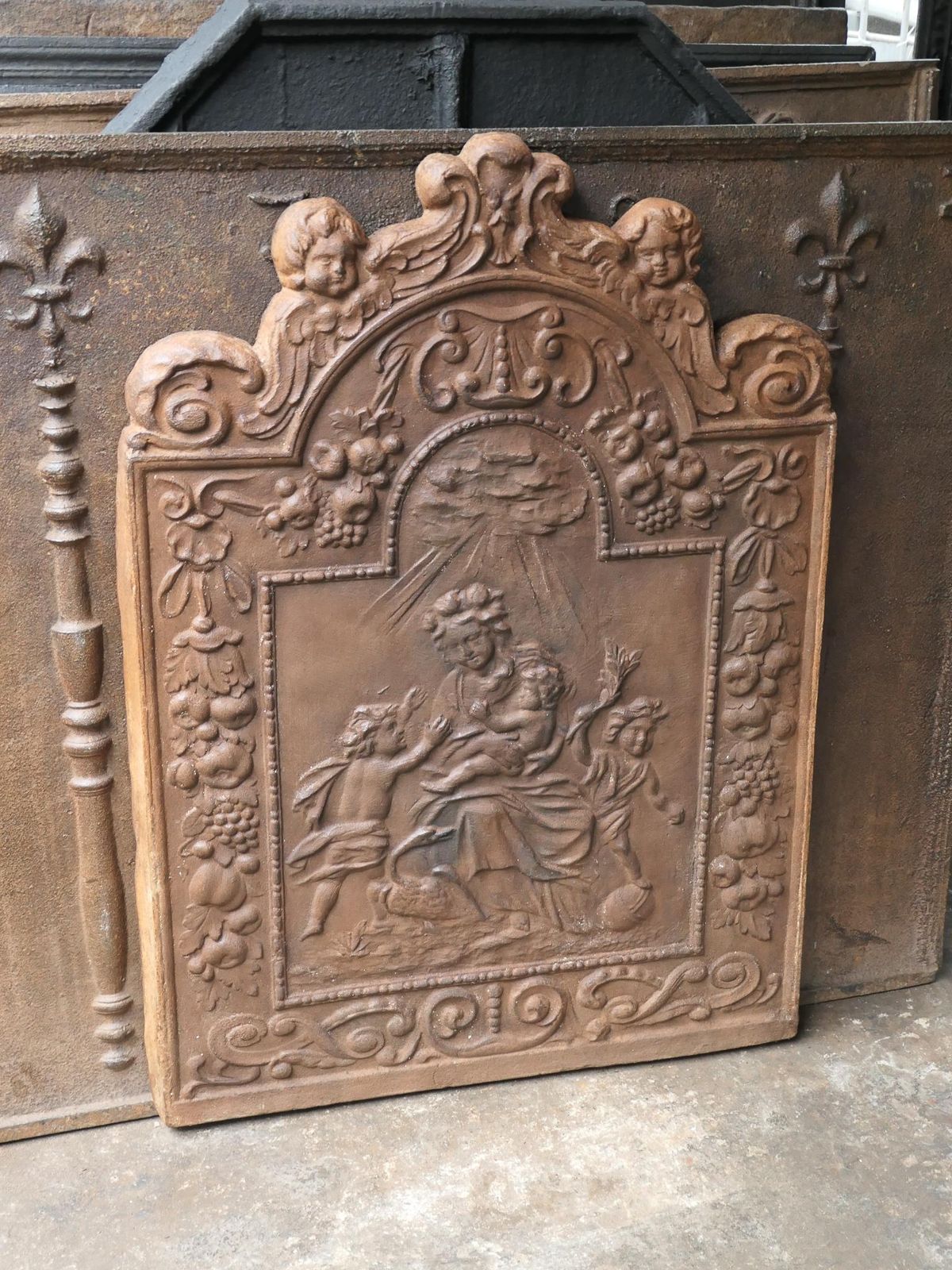 Antique French 'Caritas' Fireback / Backsplash, 19th Century photo vinterior