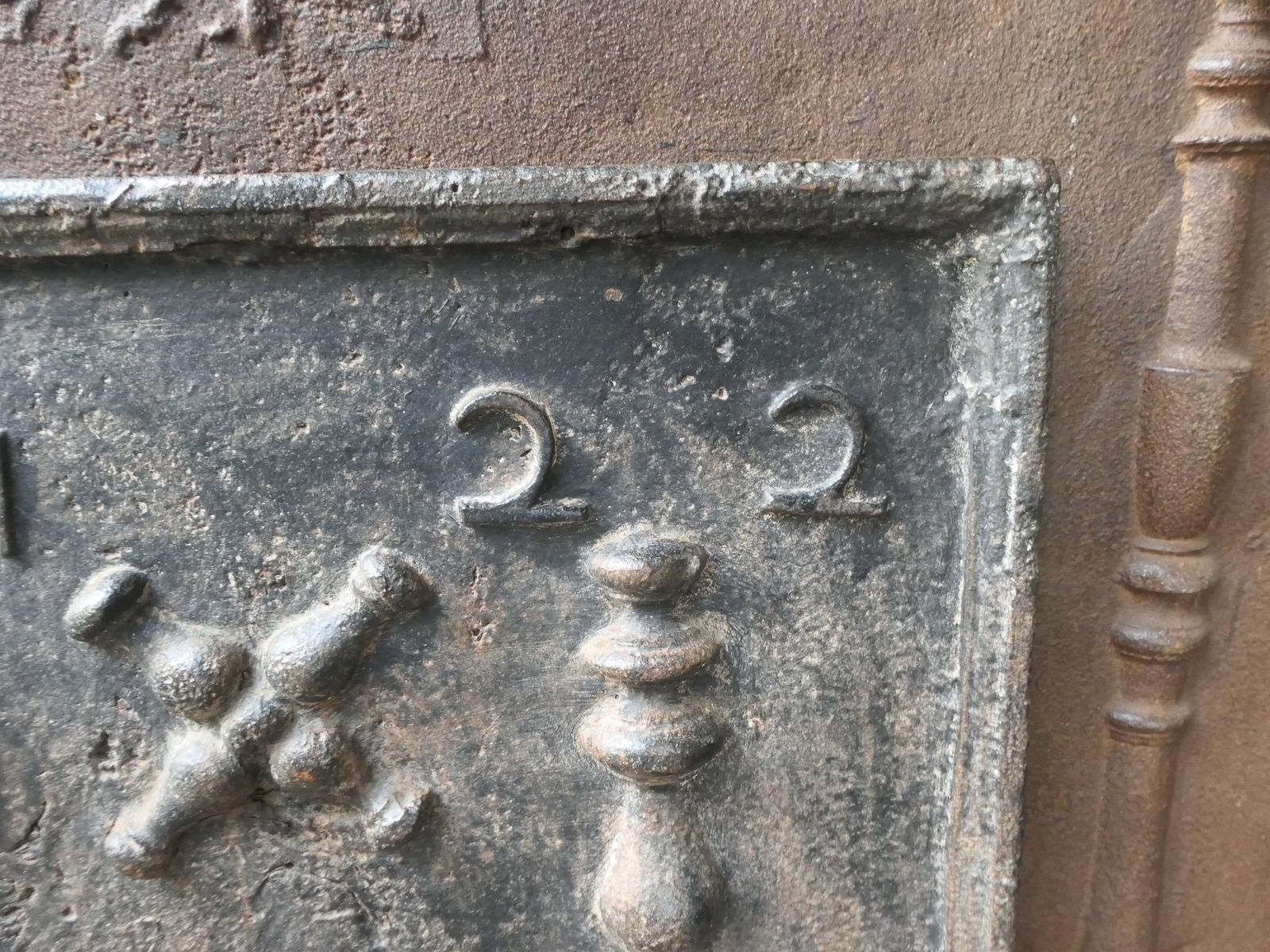 18th C. Louis XIV 'Pillars With Saint Andrew's Cross' Fireback / Backsplash photo buy