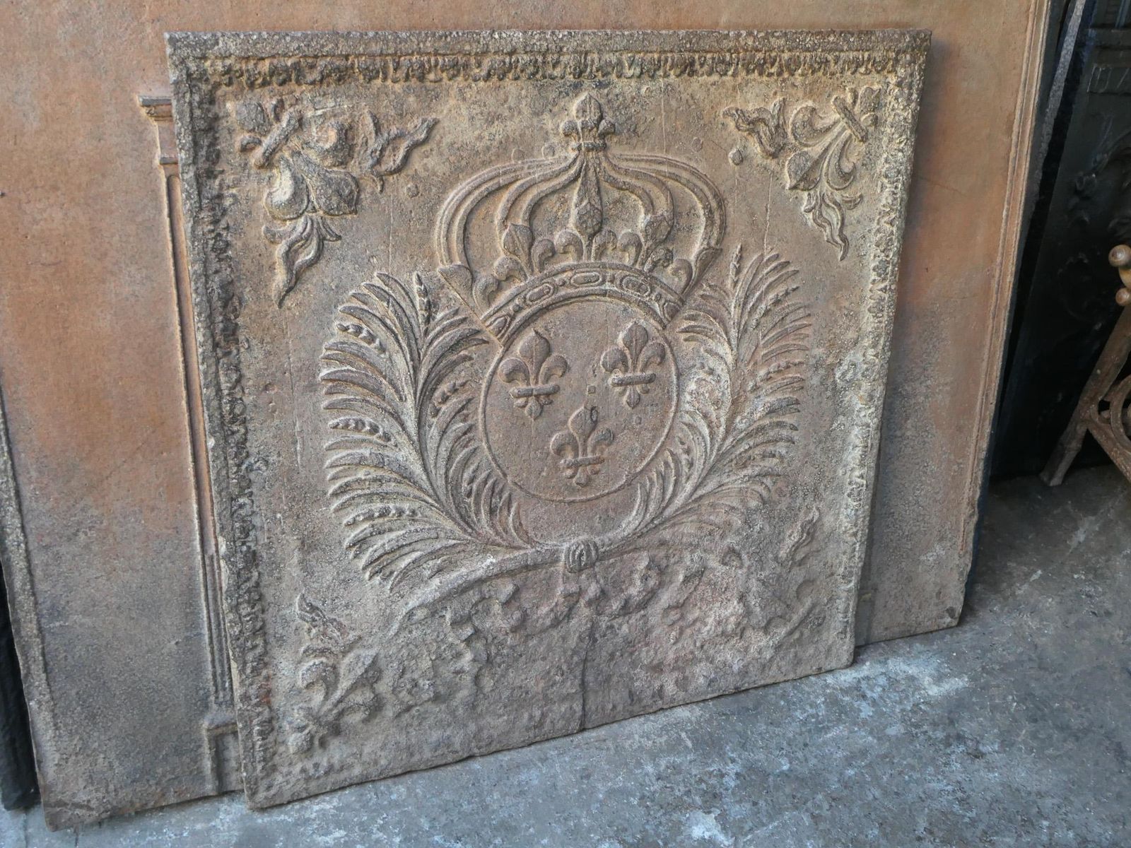 17th 18th Century French Louis XIV 'Arms Of France' Fireback / Backsplash photo vintage