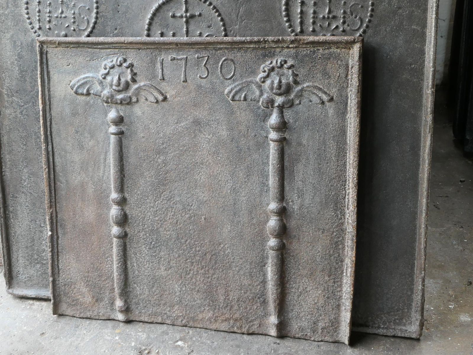 French Louis XV Fireback / Backsplash With Pillars Of Hercules, 18th Century photo Home Fixtures