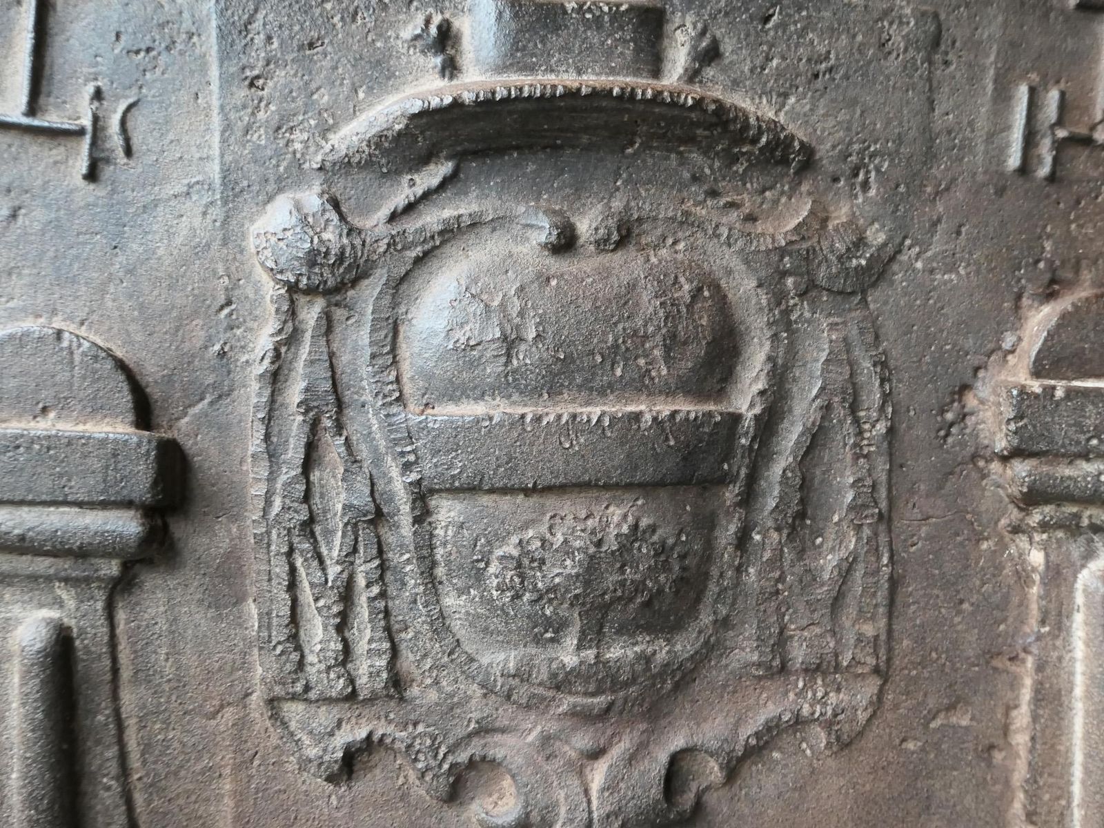 1258.0 18th Century French 'Pillars With Ihs Monograms' Fireback / Backsplash photo