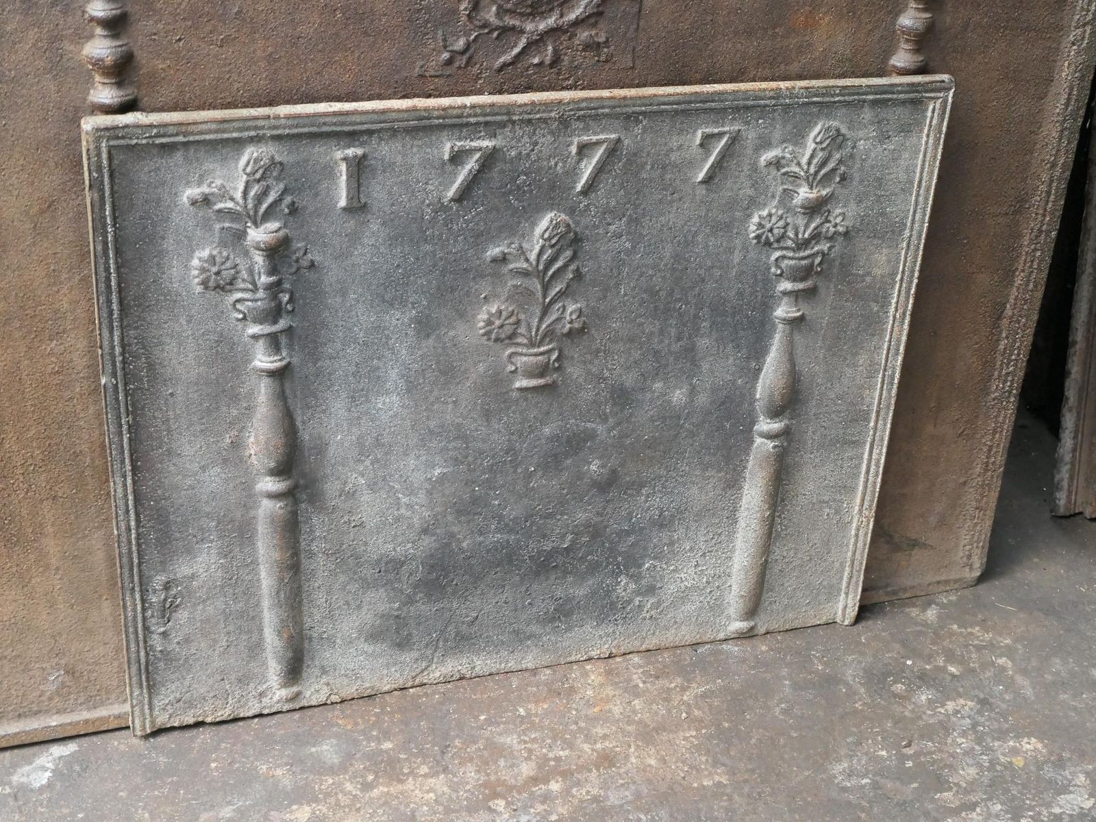 Antique French Louis XV Period 'Flower Baskets' Fireback / Backsplash, 18th C. photo buy