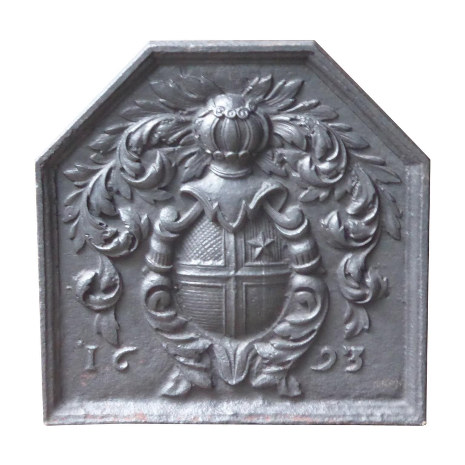 French Louis XIV 'Coat Of Arms' Fireback / Backsplash, 17th Century