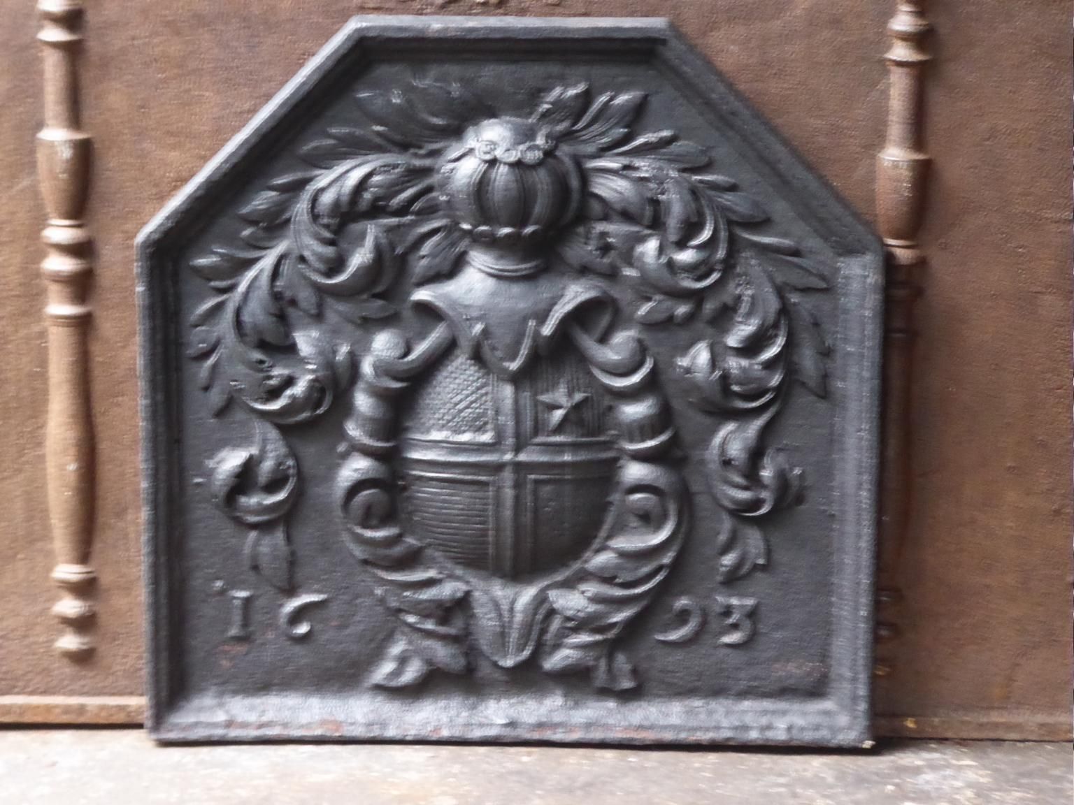 French Louis XIV 'Coat Of Arms' Fireback / Backsplash, 17th Century photo furniture