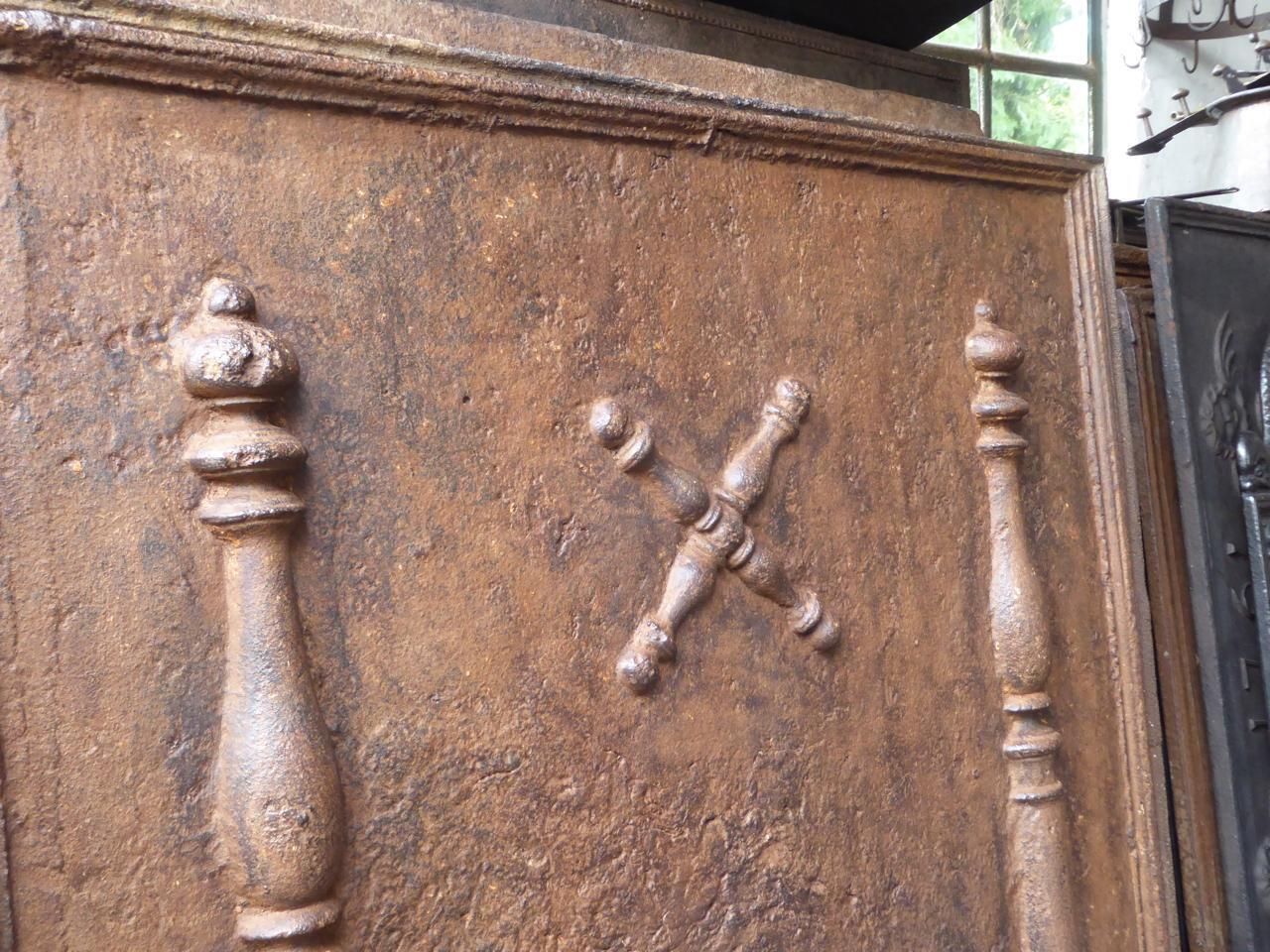 Louis XIV 'Saint Andrew's Cross' Fireback / Backsplash, 18th Century French photo vinterior