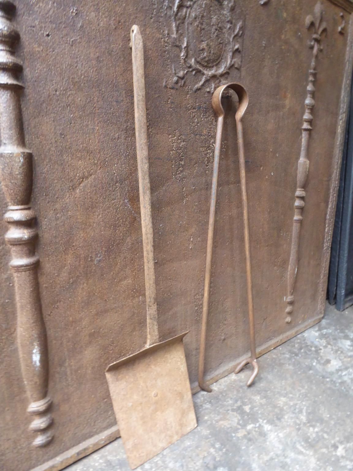 Large French Wrought Iron Fireplace Tools Or Fire Tools, 19th Century photo furniture