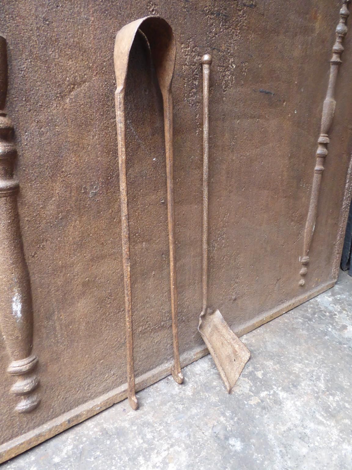 Antique French Wrought Iron Fireplace Tools Or Fire Tools, 17th 18th Century photo furniture