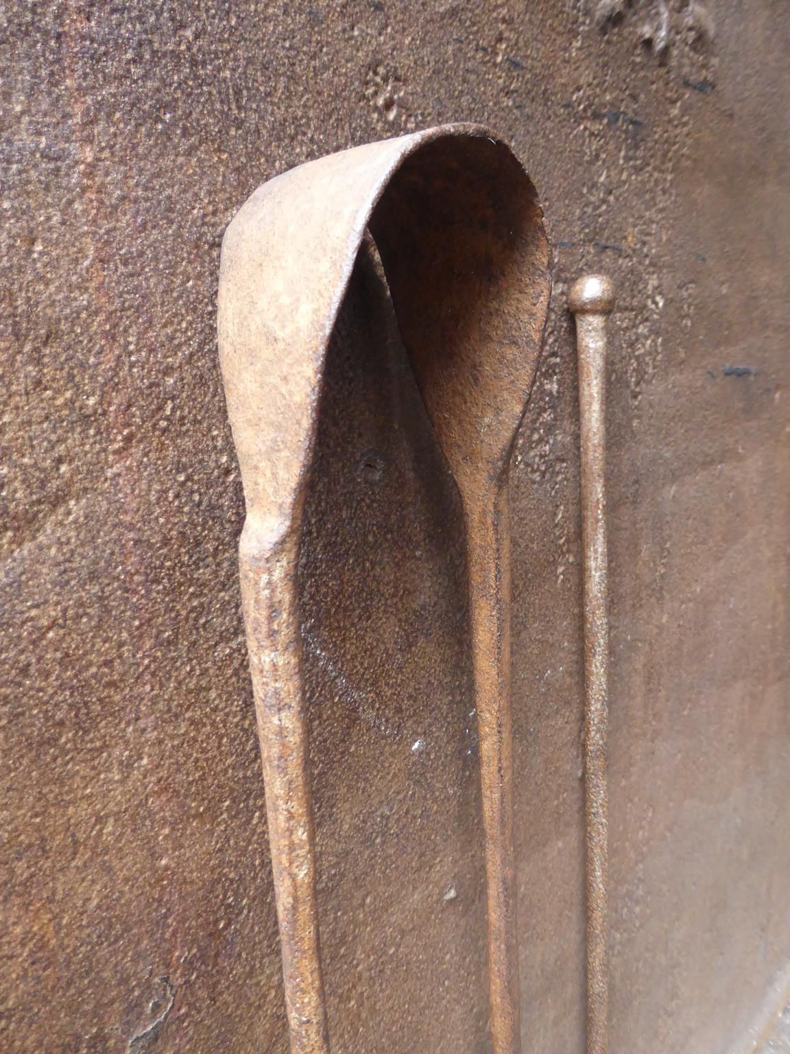 Antique French Wrought Iron Fireplace Tools Or Fire Tools, 17th 18th Century photo for sale