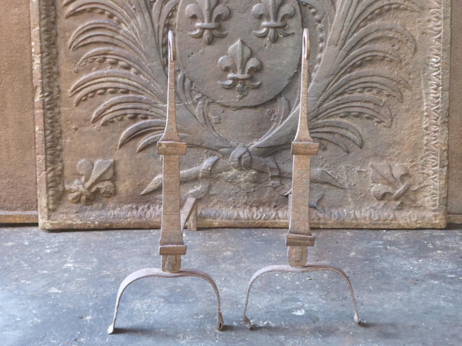 Antique French Andirons Or Firedogs, 18th Century photo furniture