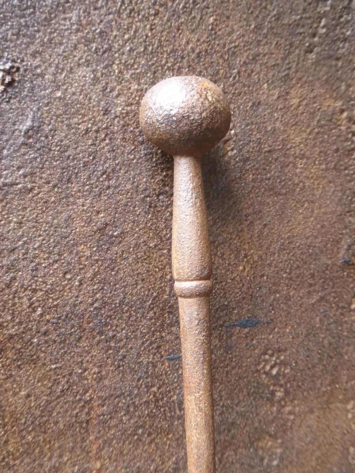 Large French Wrought Iron Fireplace Tools Or Fire Tools, 18th Century photo vinterior
