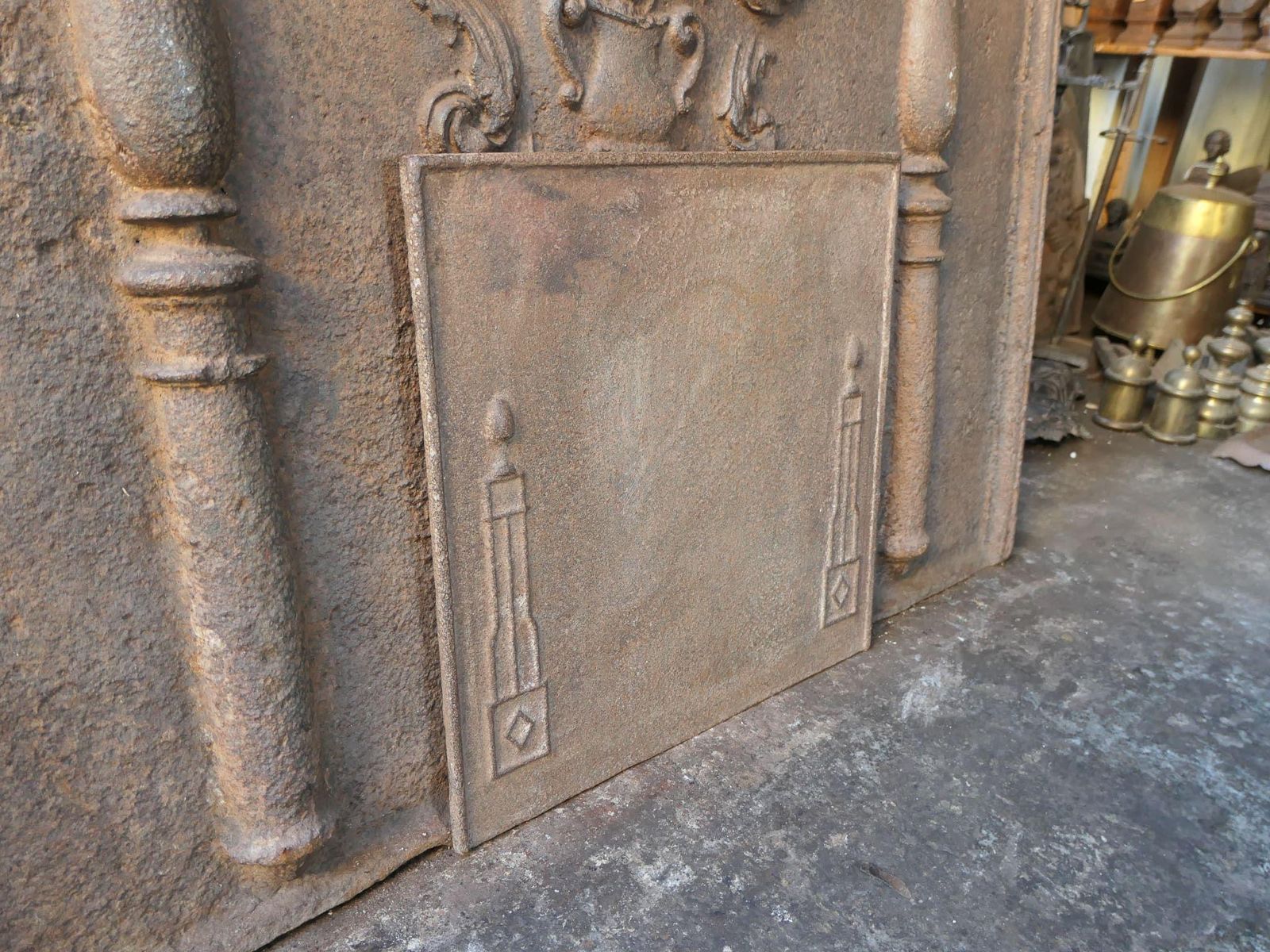 French Neoclassical Period 'Pillars Of Freedom' Fireback / Backsplash photo vintage