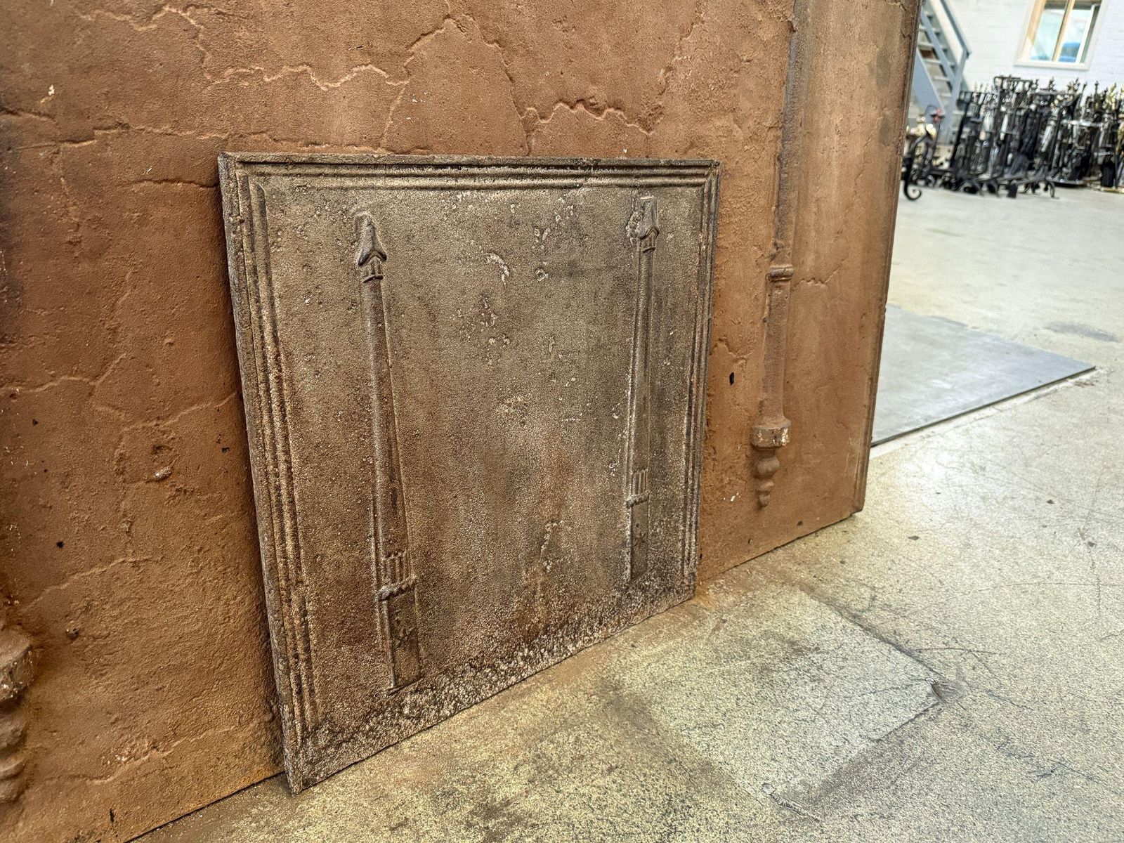 photo furniture French 'Pillars Of Freedom' Fireback / Backsplash, Early 19th Century