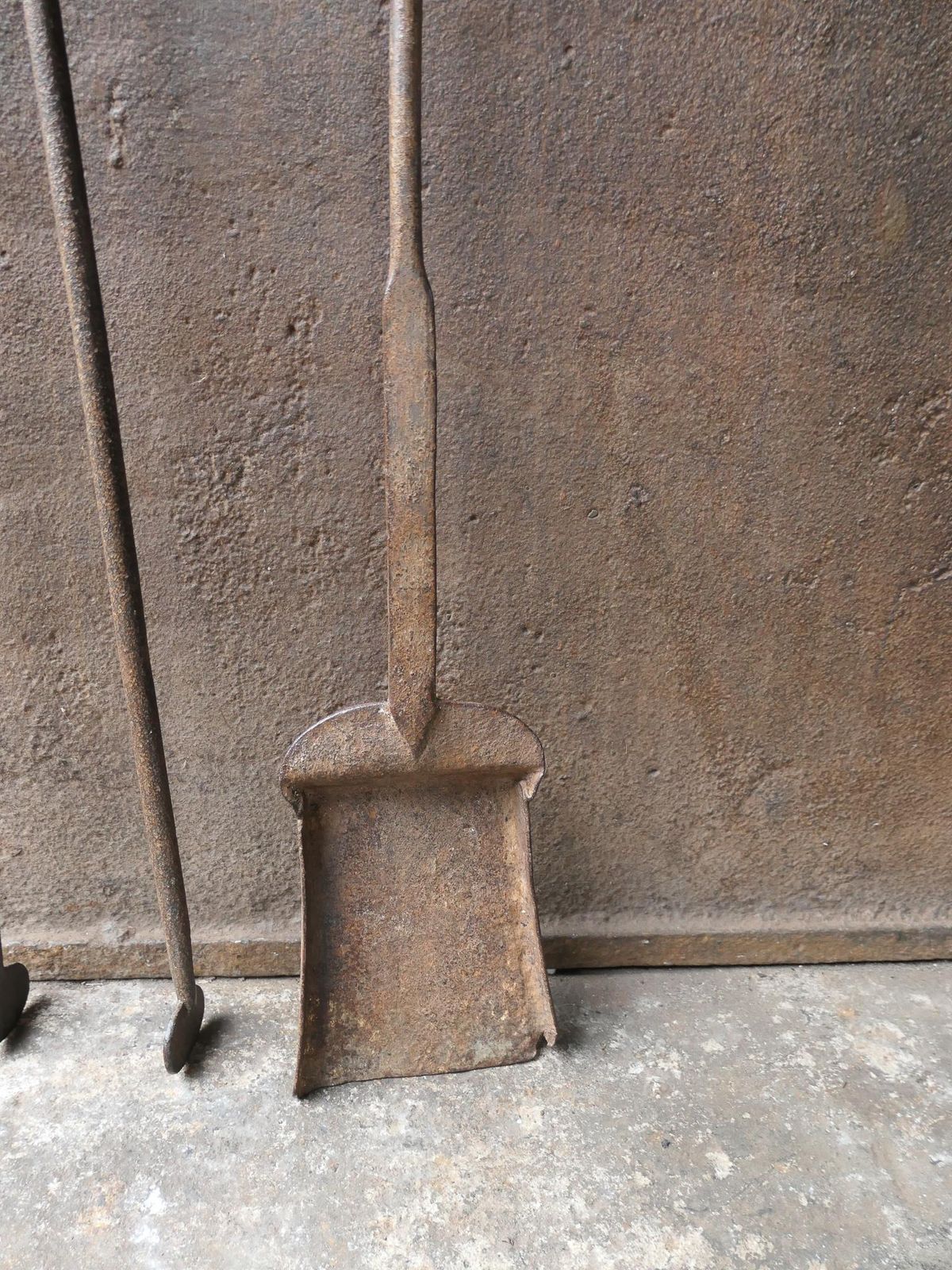 18th C. French Wrought Iron Louis XV Fireplace Tool Set photo vintage