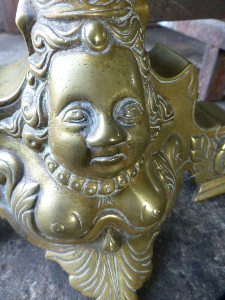 Antique French Louis XIV Style Andirons, Firedogs, 19th Century photo vinterior