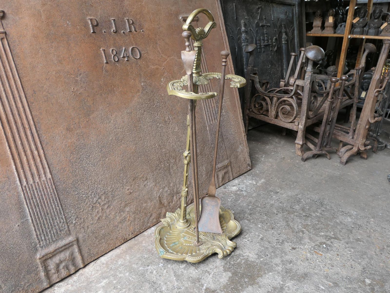 Early 20th Century French Napoleon III Style Fireplace Tool Set photo vintage