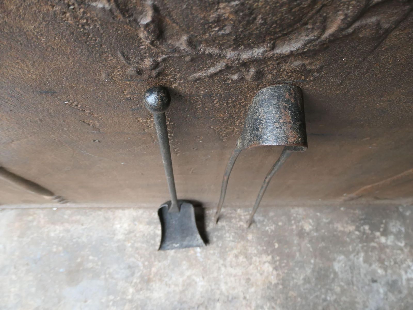 photo for sale Rustic French Wrought Iron Fireplace Tools Or Fire Tools, 18th Century
