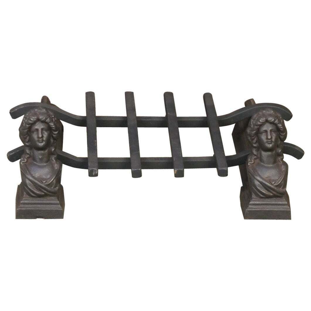 Antique French Napoleon III Fire Grate, Fireplace Grate, 19th Century