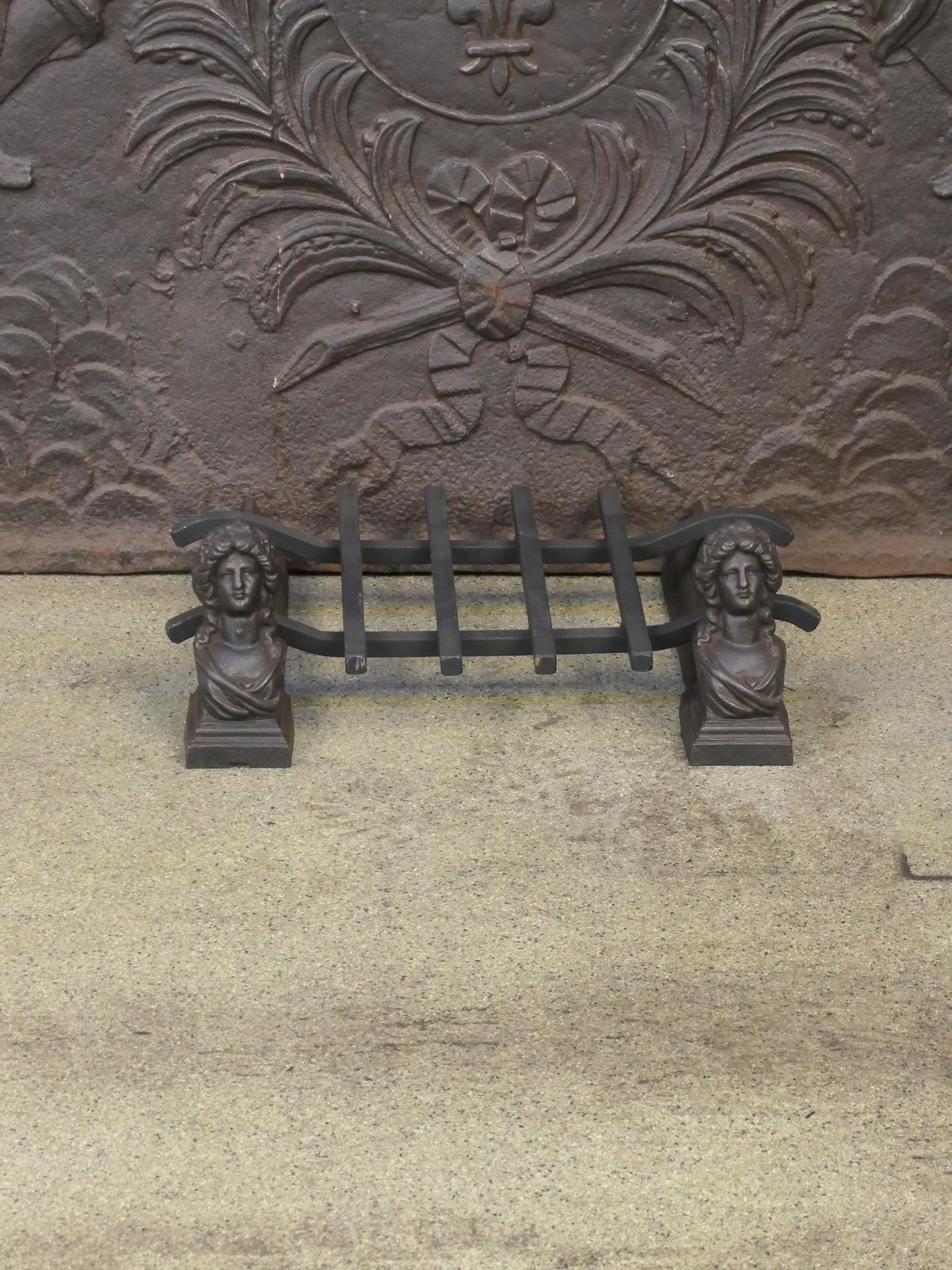 Antique French Napoleon III Fire Grate, Fireplace Grate, 19th Century photo furniture