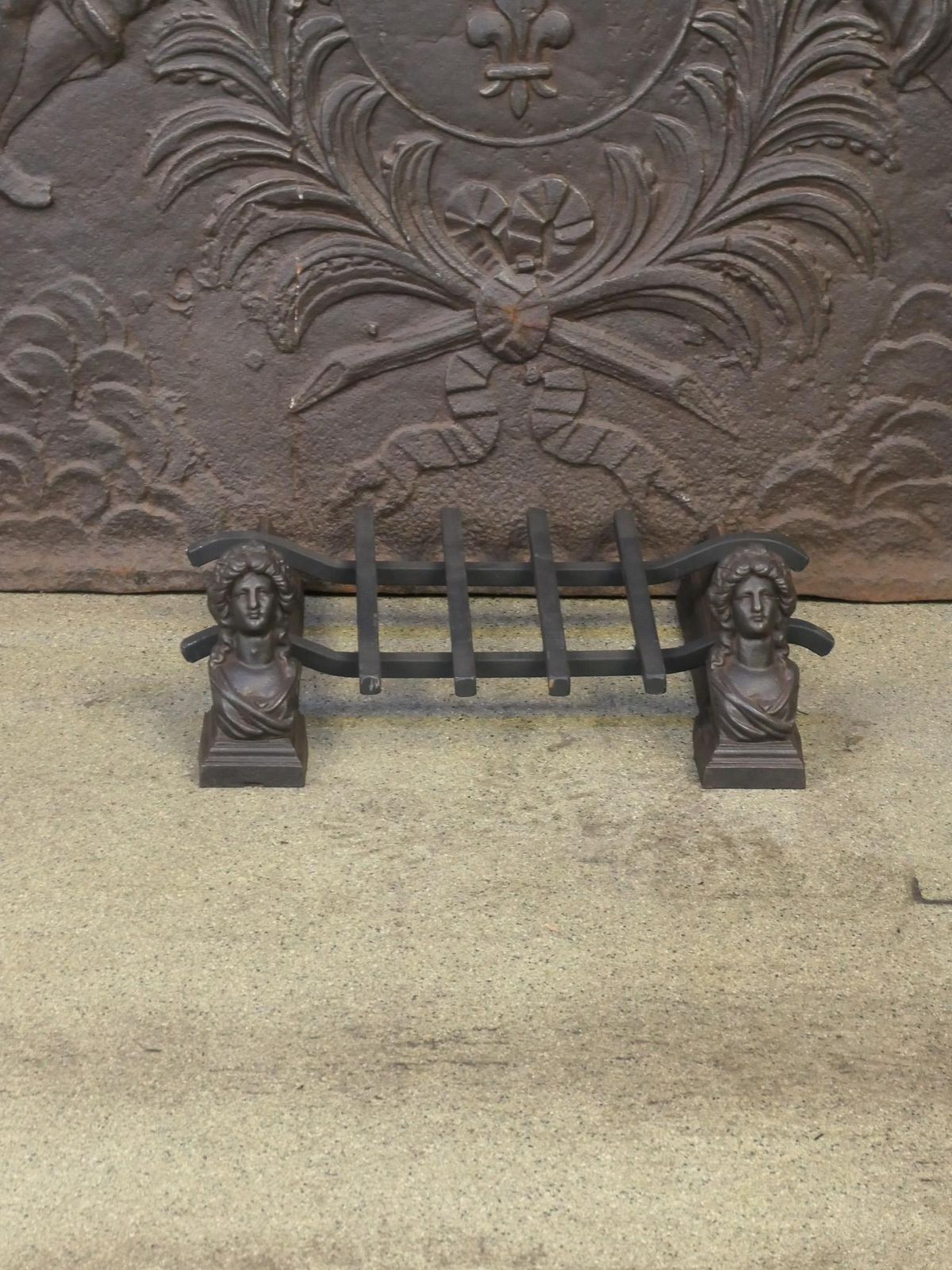 Antique French Napoleon III Fire Grate, Fireplace Grate, 19th Century photo Home Fixtures