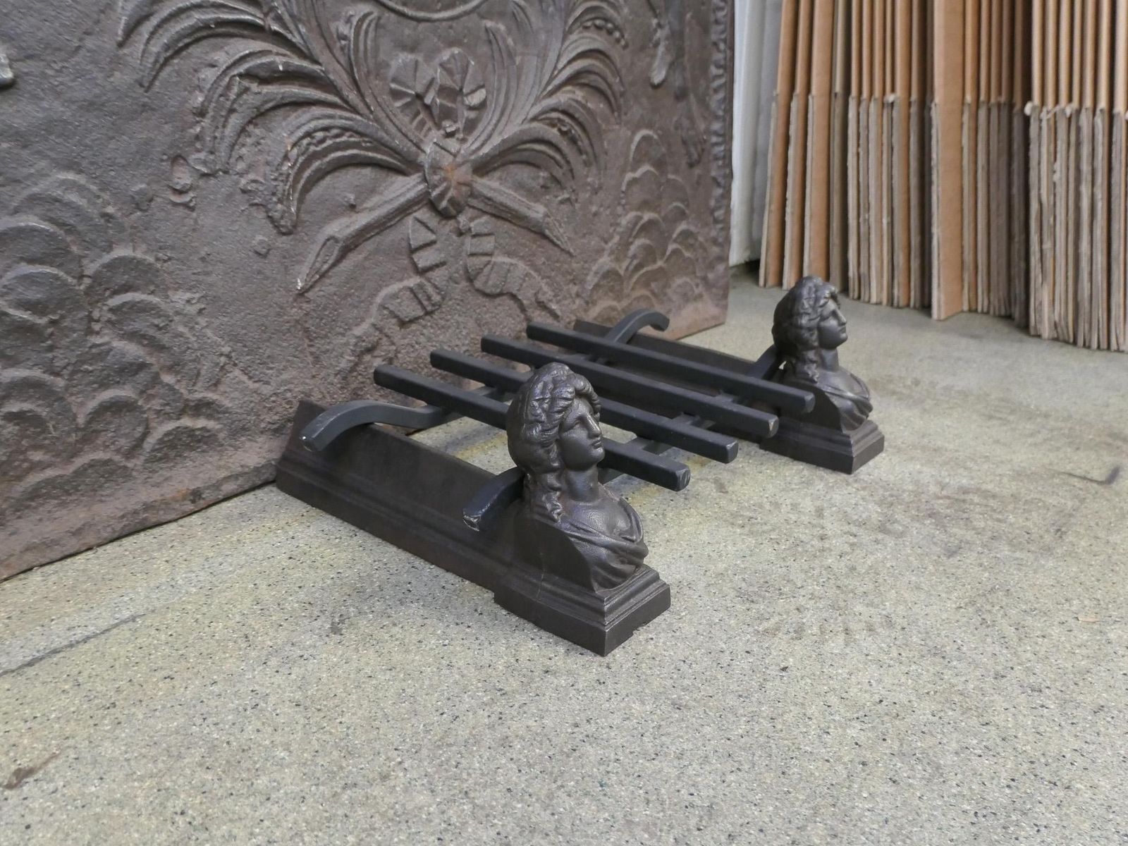 Antique French Napoleon III Fire Grate, Fireplace Grate, 19th Century photo vintage