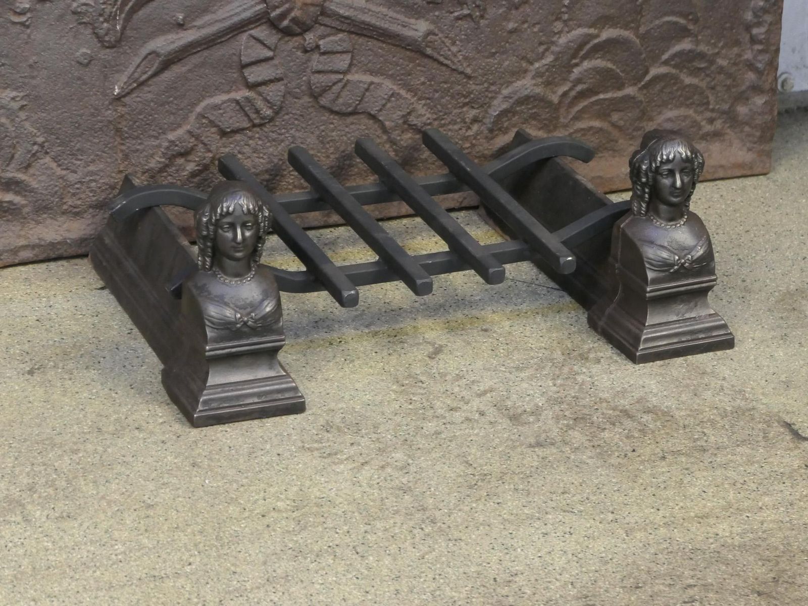 Antique French Napoleon III Fire Grate, Fireplace Grate, 19th Century photo Home Fixtures