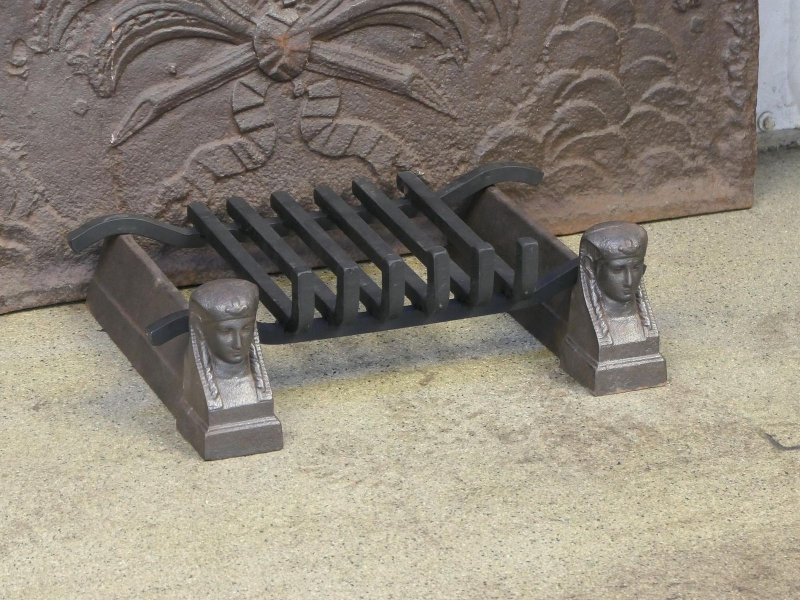 Antique French Napoleon III Fire Grate, Fireplace Grate, 19th Century photo vinterior