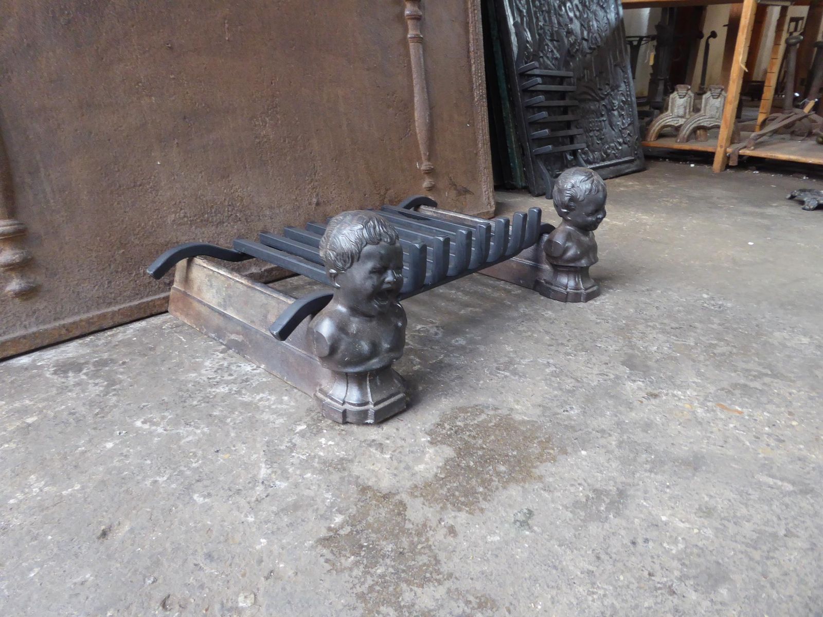 Antique French Napoleon III Fire Grate, Fireplace Grate photo vintage