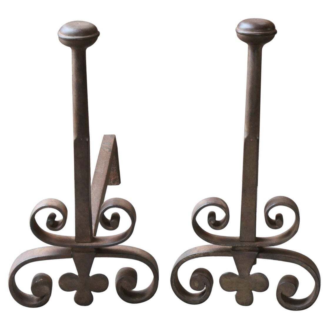 Antique French Louis XV Fire Andirons, 18th Century