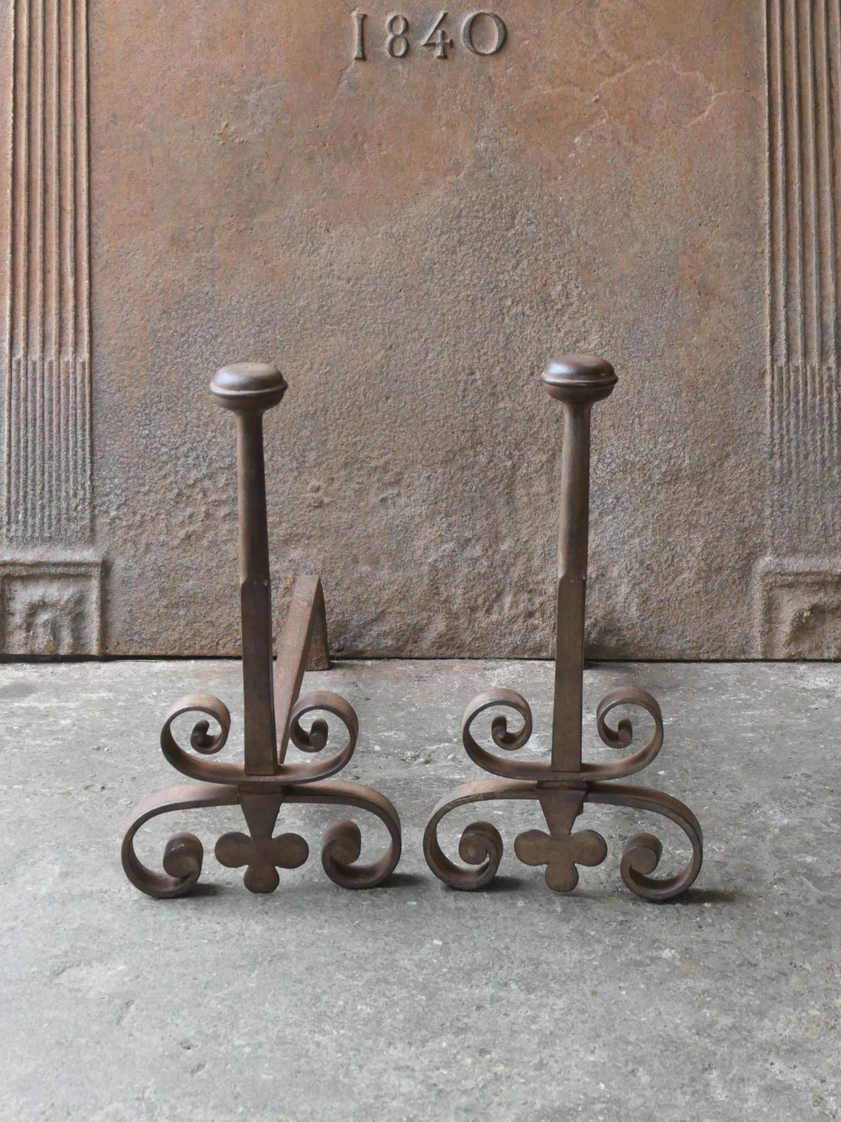 Antique French Louis XV Fire Andirons, 18th Century photo Home Fixtures