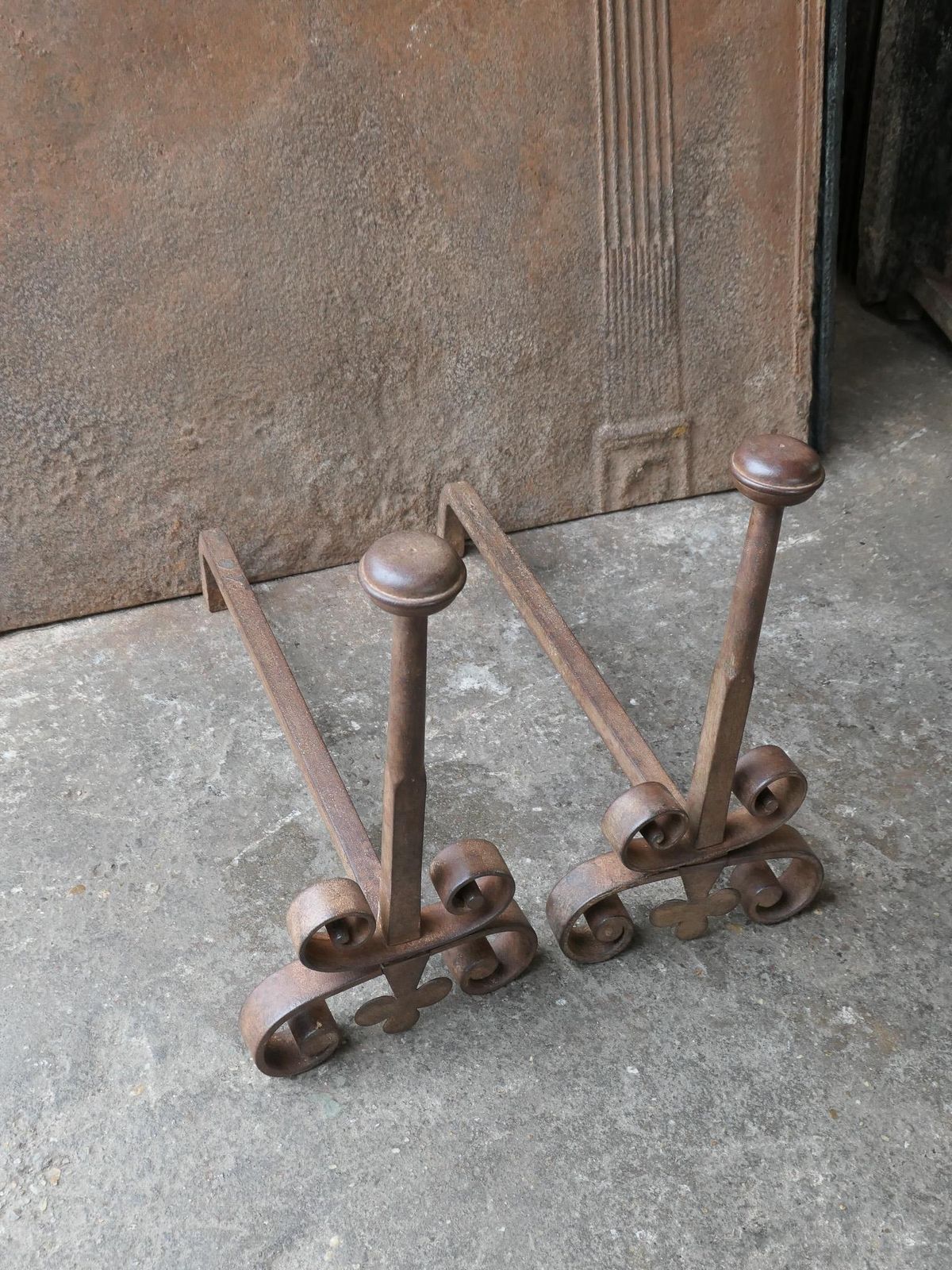 Antique French Louis XV Fire Andirons, 18th Century photo buy