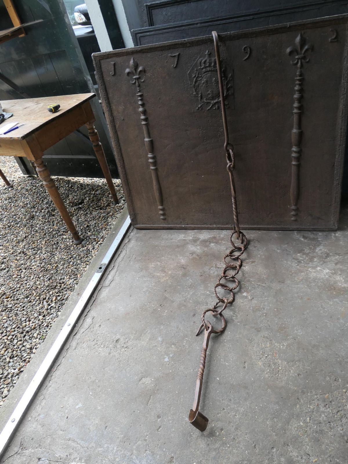 Large 17th Century French Fireplace Pot Hook photo for sale