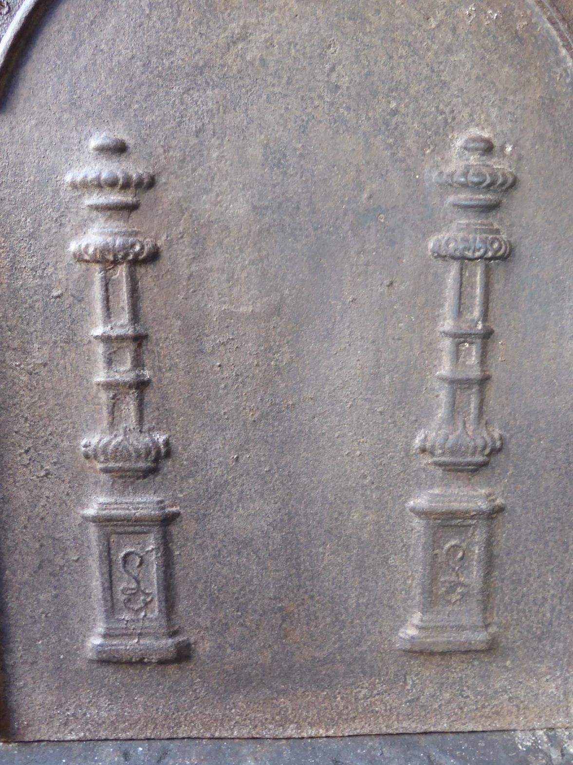 Antique French Neoclassical 'Pillars Of Freedom' Fireback / Backsplash photo vintage