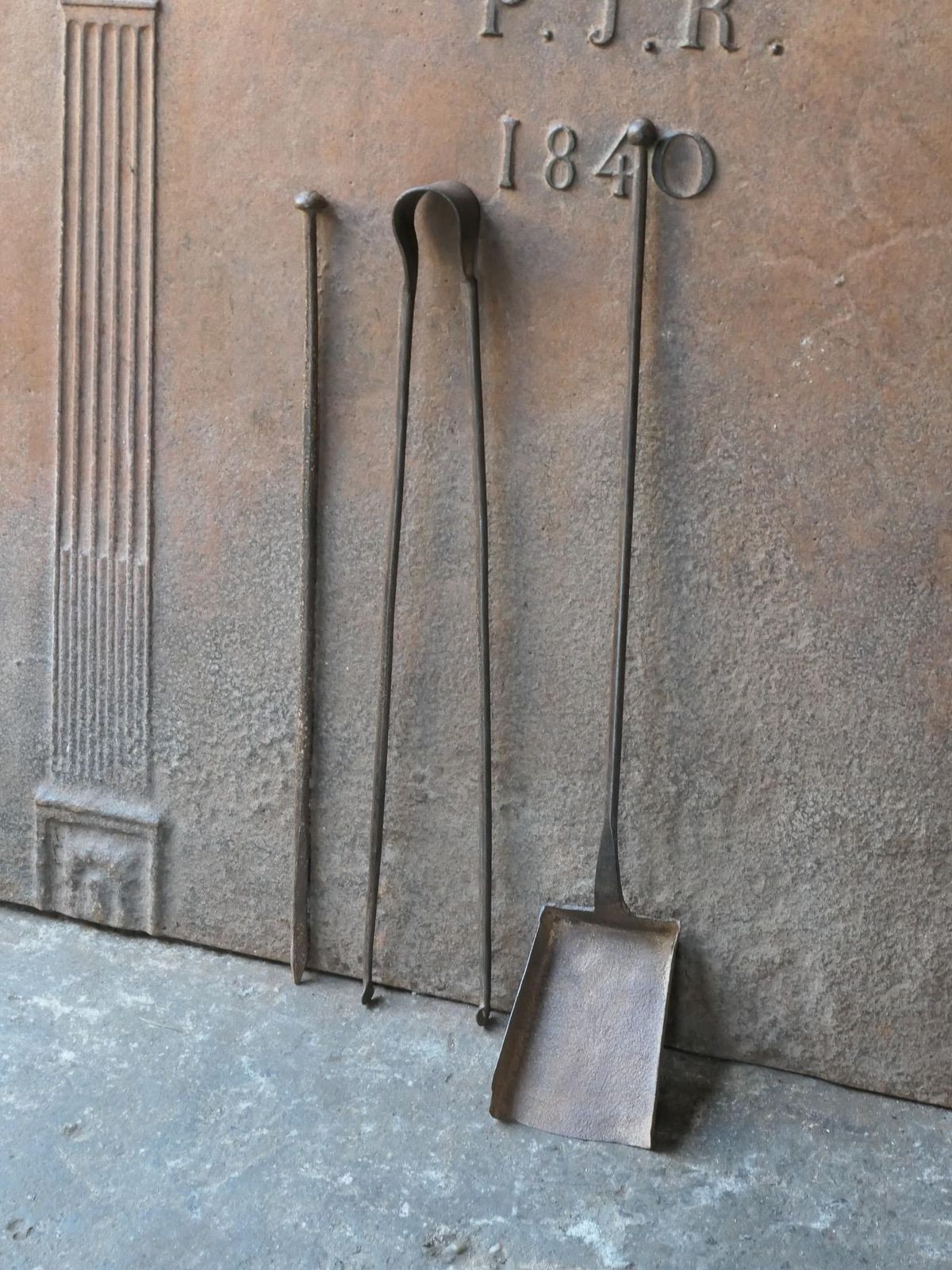 Rustic French Neoclassical Fireplace Tools, 18th 19th Century photo 337.0