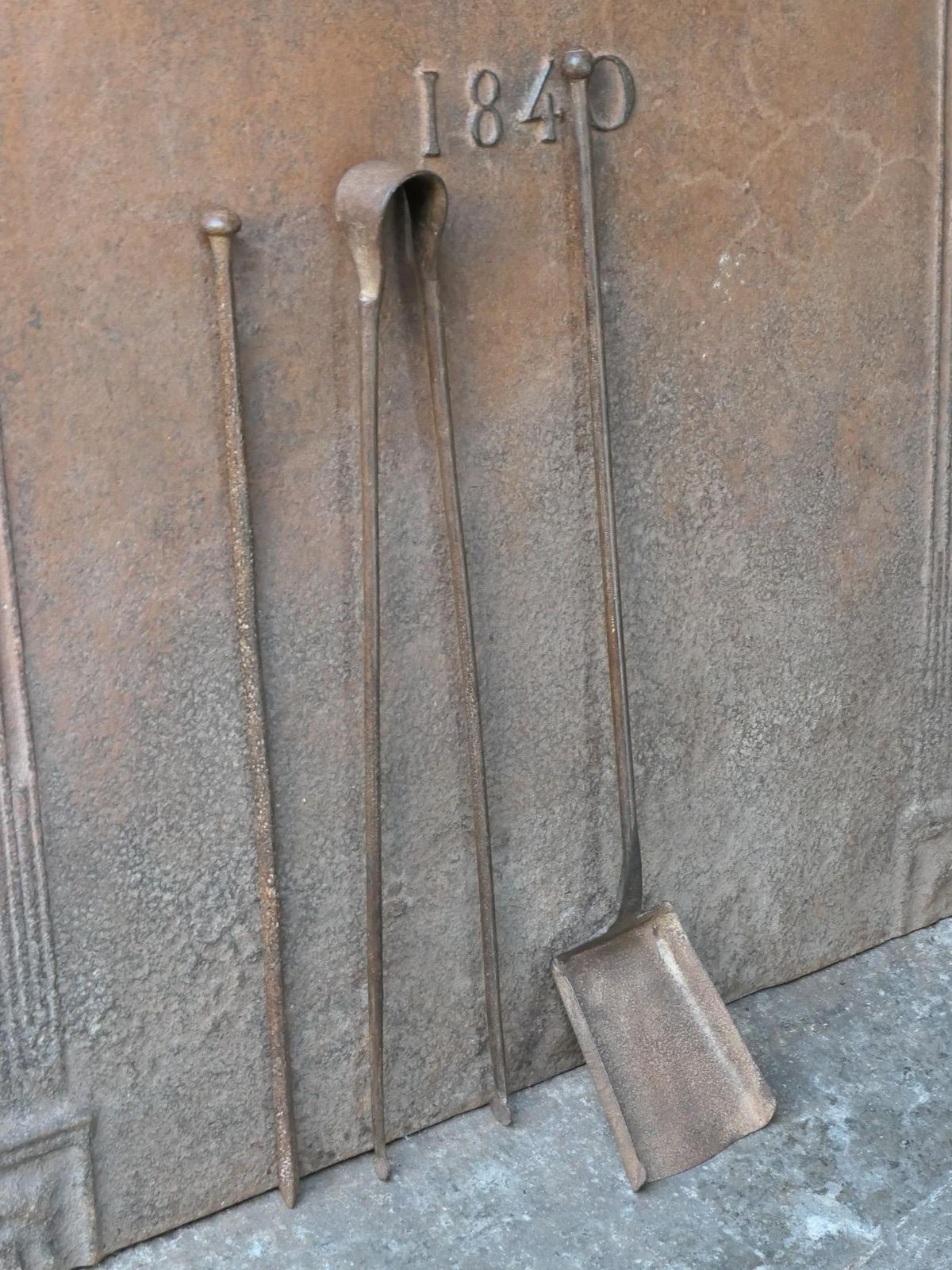 Rustic French Neoclassical Fireplace Tools, 18th 19th Century photo vinterior